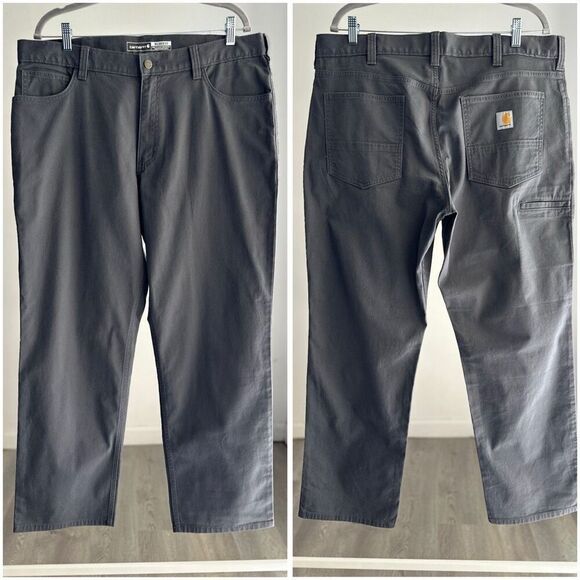 Carhartt Rugged Flex Relaxed Fit Canvas 5-Pocket Work Pant, Grey, W38 x L30 - Picture 1 of 4